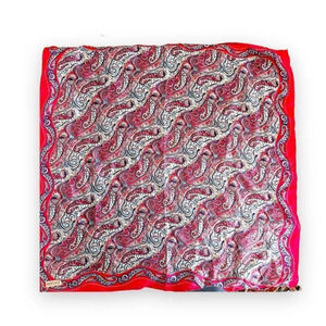 Vintage Van Horn Silk Square Scarf Large Twilly Rolled Hems Head Wrap Europe Red